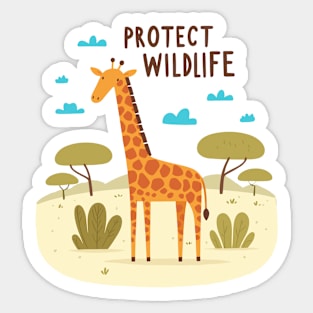 Giraffe Protect Wildlife Kids Sticker